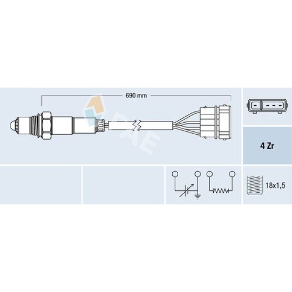 FAE 77128 LAMBDA SENSORU VAG GO3 PAS PO3 91> 