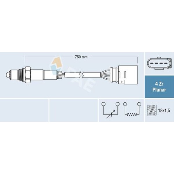 FAE 77906 LAMBDA SENSORU VAG A3 A4 A6 A8 BO1 GO4 CAD2 PAS 98> 