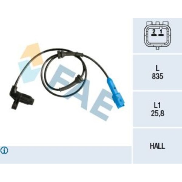 FAE 78140 ABS HIZ SENSORU ON SAG SOL P206 P206 (T3E) BOY 830MM 