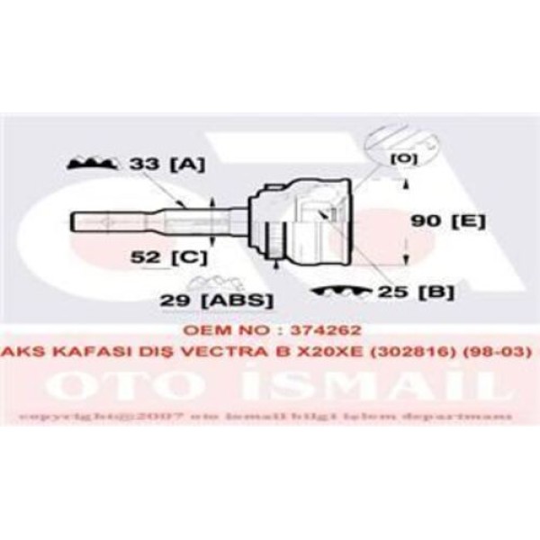 GKN 302863 AKS KAFASI DIS VECTRA B X20XE 302816 98-03 