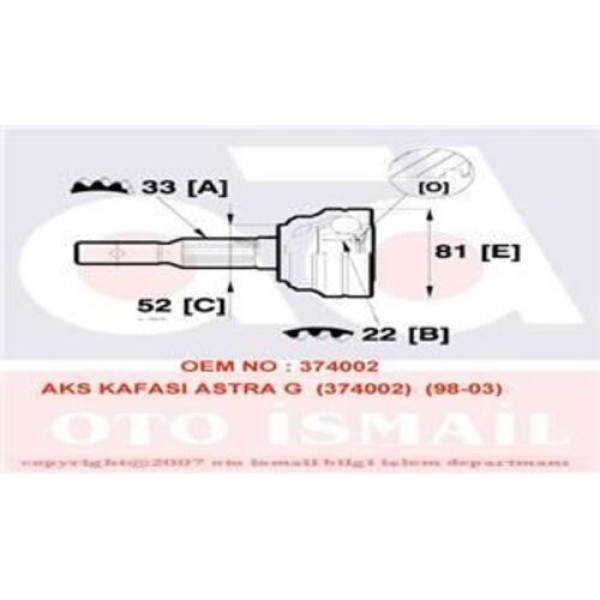 GKN 303358 AKS KAFASI ASTRA G 374002 98-03 