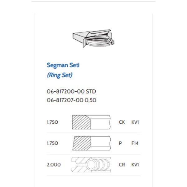 GOETZE 00 SEGMAN N-47 N 78.00 MM F-20 21 114D 116D 