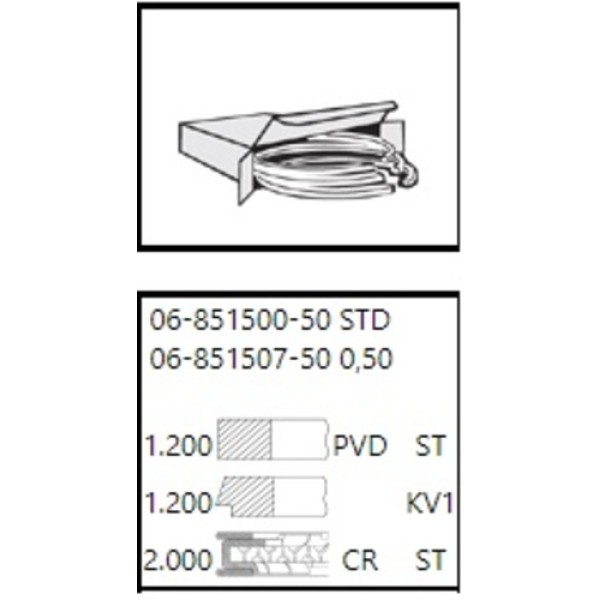 GOETZE 50 SEGMAN 1.2X1.2X2(050 83 MM) VW A3-A4-A5-PASSAT CAWB-CCZA-CCZB-CAEA-CAED-CBFA-CCTA-CFPA 1.8 TFSI-2.0 TFSI 04 > 