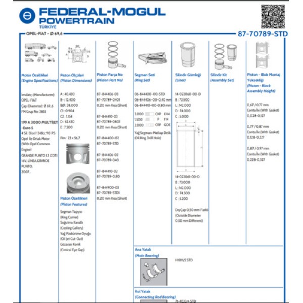 GOETZE 0801 MOTOR PISTON SEGMANI ASTRA J CORSA D GRANDE PUNTO1.3CDTI 16V LINEA GRANDE PUNTO 199A3000 MULTIJET-Z13 DTH-A13DTE 16V 4 SIL. DIZEL 1248 CC-66 KW 90PS (EURO 5) (69.60MM 0.80MM) (0.20MM KISA) 