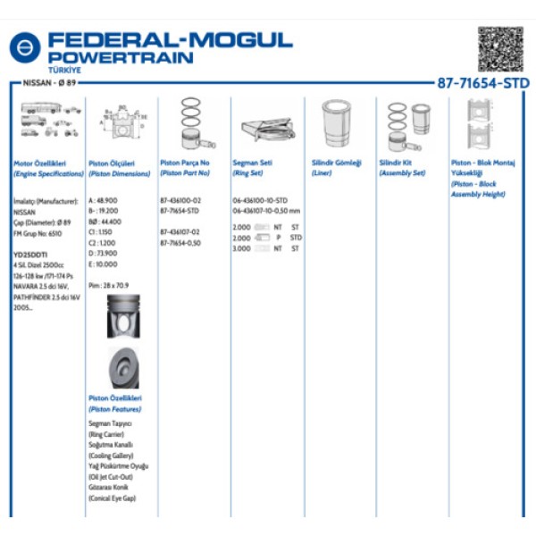GOETZE STD NISSAN NAVARA PISTON SEGMAN YANMA HUCRESI 44.40 