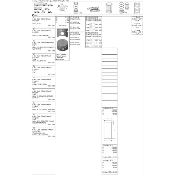 GOETZE STD PISTON SEGMAN 76.51MM STD CADDY I A80 A100 T3 GOLFI II JETTA I II LT28 35 40 55 PASSAT SANTANA 1.6TD 78>95 