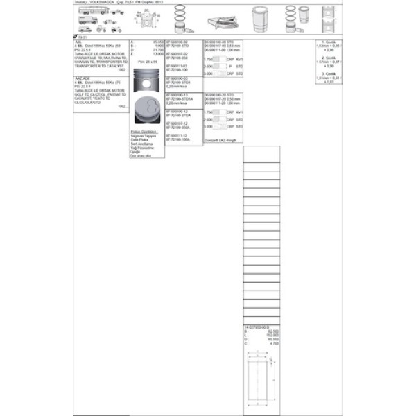 GOETZE STD PISTON SEGMAN 79.51MM STD GOLF III T4 IBIZA II TOLEDO I PASSAT A80 CORDOBA 1.9TD ABL AAZ ADE 91>02 