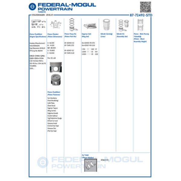 GOETZE STD PISTON SEGMAN 30 Ø(83 MM) VW TOUAREG-Q7-CAYENNE CRCD-CVWA-CJMA-CJGD-CRCA-CVVA-CASA 3.0 TDI 10 > 