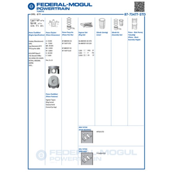 GOETZE STD PISTON SEGMAN 79 MM OPEL ASTRA J INSIGNIA A ZAFIRA C A16XHT B16SHL D16SHL 15 > 