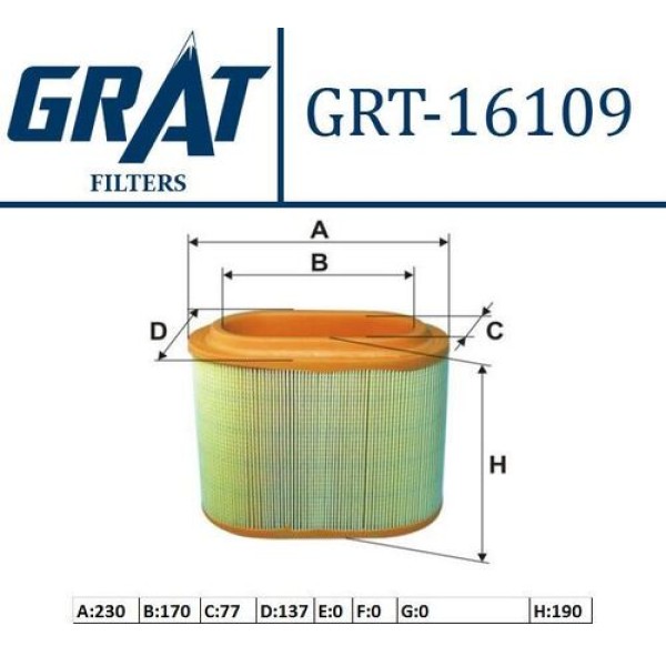GRAT 16109 HAVA FILTRESI STAREX MINIBUS KAMYONET 98-07 