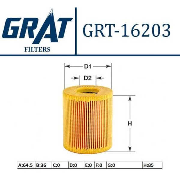 GRAT 16203 YAG FILTRESI KISA TIP KAGIT ACCENT 03>06 GETZ 02>06 1.5 CRDI 3CYL 