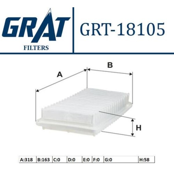 GRAT 18105 HAVA FILTRESI COROLLA 04>07 1.4 D4D DIZEL AVENSIS 03>08 2.0 D4D DIZEL 