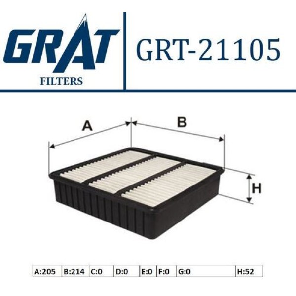 GRAT 21105 HAVA FILTRESI MITSUBISHI LANCER 03>07 PAJERO-PININ 99> OUTLANDER 03>9 