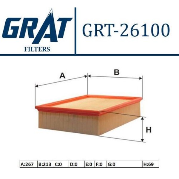 GRAT 26100 HAVA FILTRESI A4 1.8 1.9 TDI 2.0 TDI FSI-VW PASSAT 1.8 1.8T 1.9 TDI 2.0 TDI 02> 