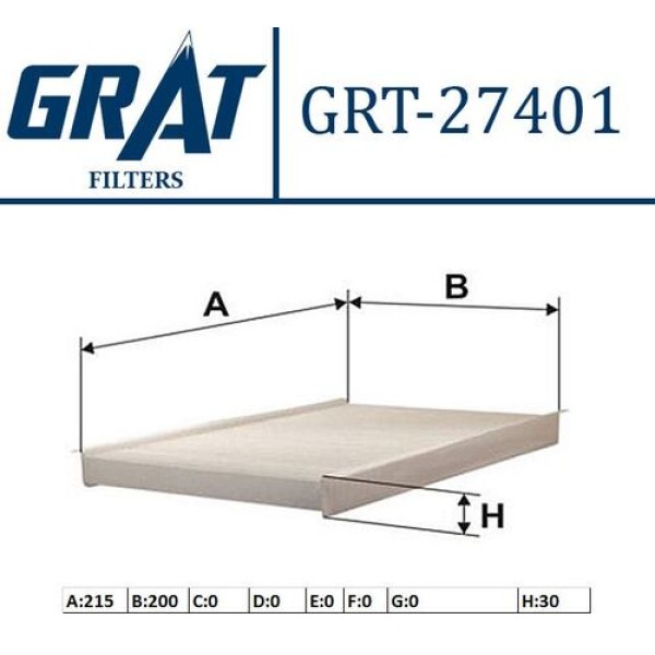GRAT 27401 KABIN FILTRESI ALFA ROMEO 159 1.9 JTD 05-10 