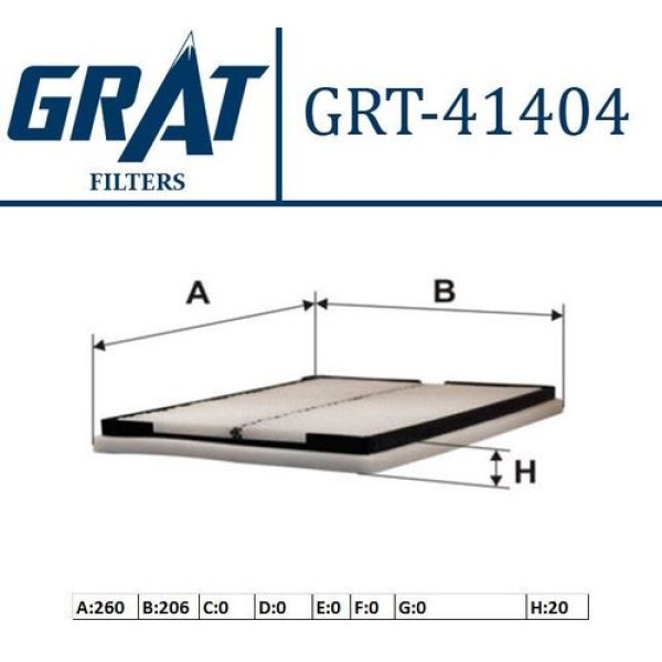 GRAT 41404 KABIN FILTRESI NISSAN PRIMERA 1.6-2.0 96>01 