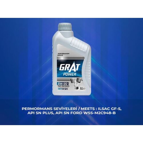 GRAT 605201 MOTOR YAGI 1 LITRE 5W20 TAM SENTETIK ILSAC GF-4 