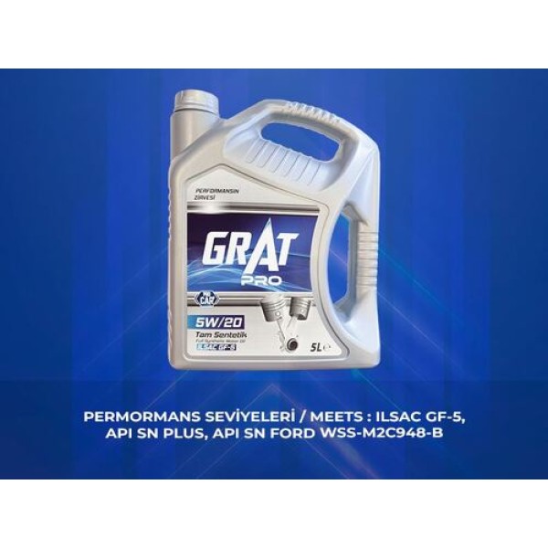 GRAT 605205 MOTOR YAGI 5 LITRE 5W20 TAM SENTETIK ILSAC GF-4 