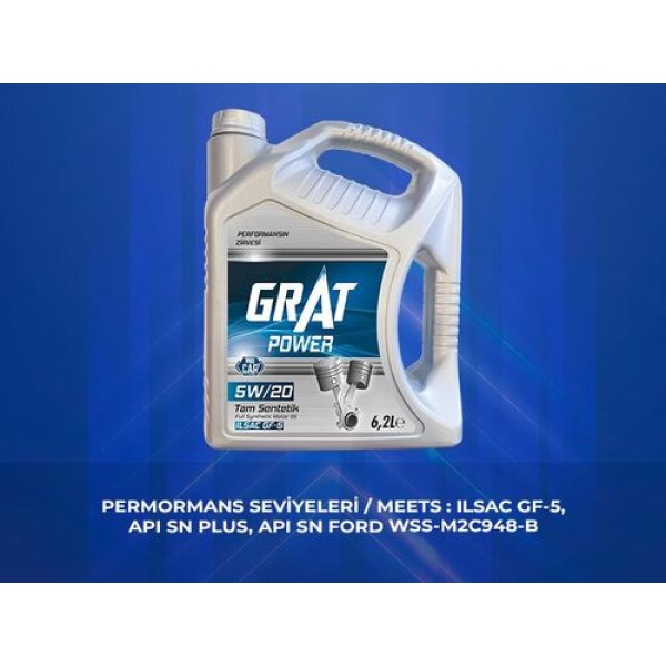 GRAT 6052062 MOTOR YAGI 6.2 LITRE 5W20 TAM SENTETIK ILSAC GF-5 