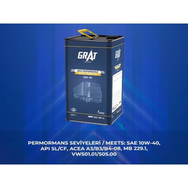 GRAT 610416 MOTOR YAGI 16 LITRE 10W-40 API CI-4 SL ACEA E7-16 E4-16 VOLVO VDS-3 RENAULT RLD-2 MAN M3277 - VOLVO ONAYLI 