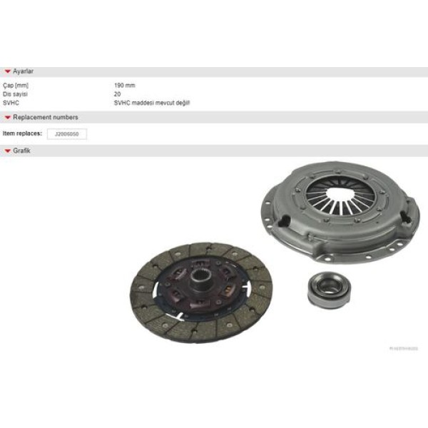 HERTHBUSS J2006059 DAIHATSU TERIOS J1-01-06   1.3 4WD DEBRIYAJ SETI 