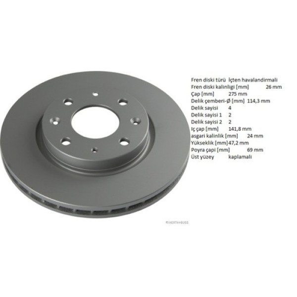 HERTHBUSS J3300322 KIA CERATO 04-ON FREN DISK TANE 275C 517122F100 