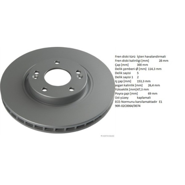 HERTHBUSS J3300511 KIA SPORTAGE 07-09 ON FREN DISK 51712-0Z000 