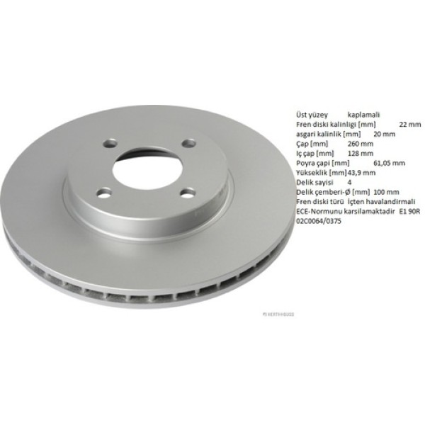 HERTHBUSS J3301101 NISSAN MICRA K13 NOTE ON FREN DISKI 4B 260 