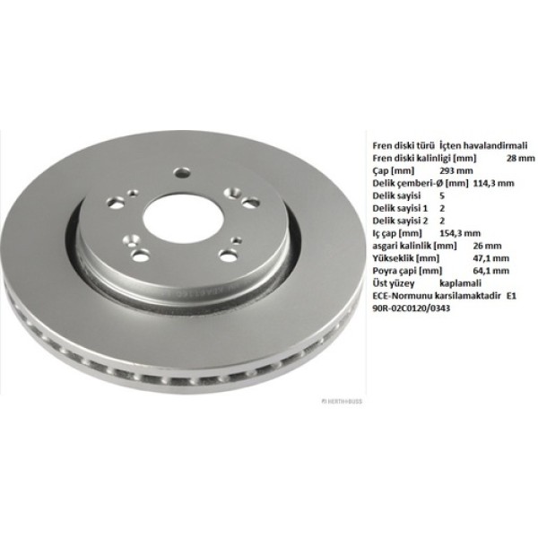 HERTHBUSS J3304053 HONDA CRV III ON FREN DISKI 5B 293 45251-T1E-G00 