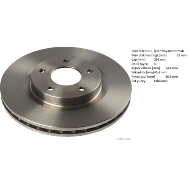 HERTHBUSS J3305044 MITSUBISHI ASX 1.6-1.8DT 10- ON FREN DISKI 5B 294 