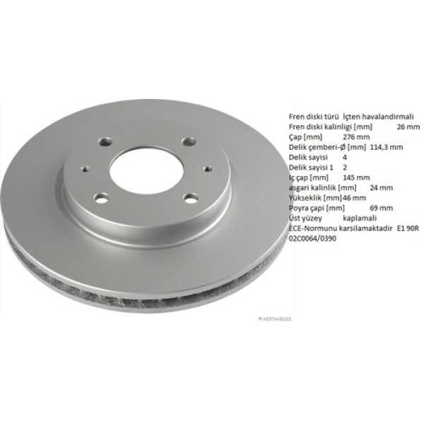 HERTHBUSS J3305065 MITSUBISHI LANCER 03-08 ON FREN DISKI MR510741 