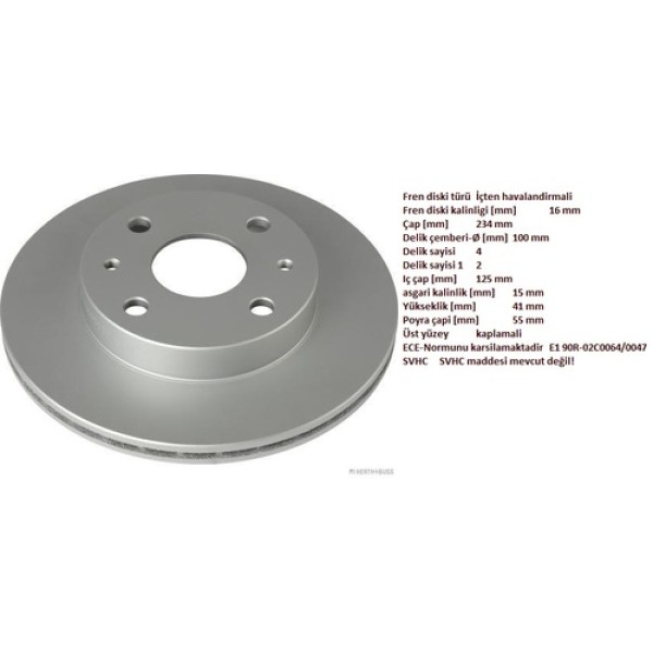 HERTHBUSS J3306023 DAIHATSU COURE SIRION ON FREN DISKI 234C OEM ADD64 