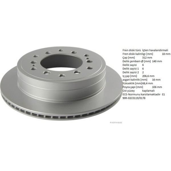 HERTHBUSS J3312041 TOYOTA LAND CRUISER 95> ARKA FREN DISKI 