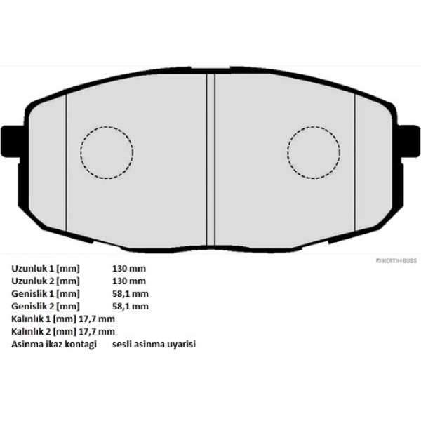 HERTHBUSS J3600330 HYUNDAI I30 07-12 ON FREN BALATASI 581011HA10 ADG 