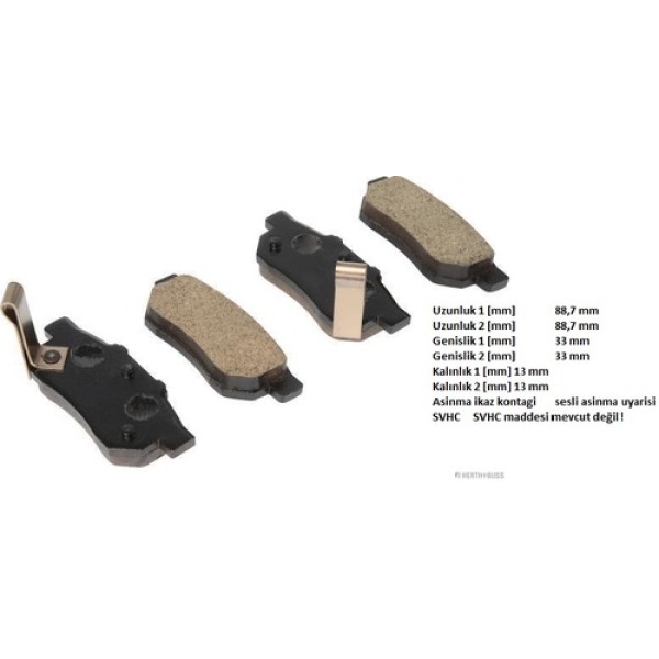 HERTHBUSS J3614004 HONDA CIVIC 87-01 ARKA FREN BALATASI 43022-SR3-03 