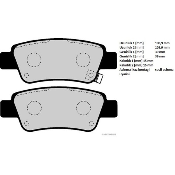 HERTHBUSS J3614016 HONDA CRV 2.0 2.2 ICDTI 07> ARKA FREN BALATASI 