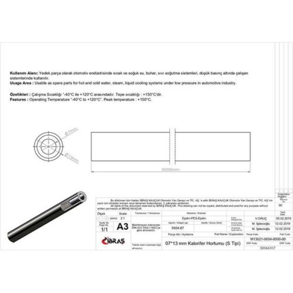 IBRAS 66107 7MM 13MM UNIVERSAL KALORIFER HORTUMU S TIPI 