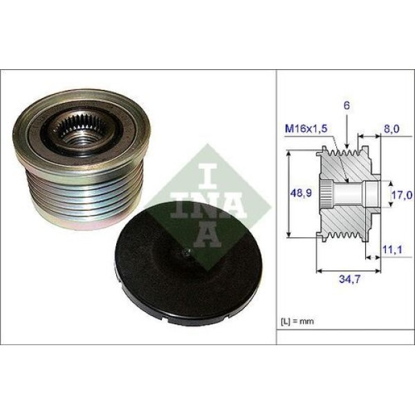 INA 535008810 ALTERNATOR RULMANI 6 KANAL DIS CAP 53.5MM- IC CAP 17MM LAGUNA II 1.9DCI 