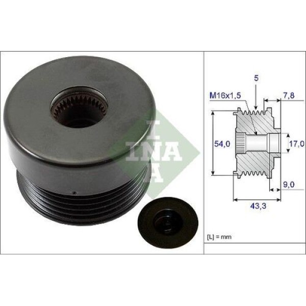 INA 535017210 ALTERNATOR KASNAGI BOSCH TIP 5 KANAL ASTRA G 98>10 CORSA C 01>11 VECTRA C 02>08×14XE-Z14XE-X16XEL-Z16XE-Z18XE 