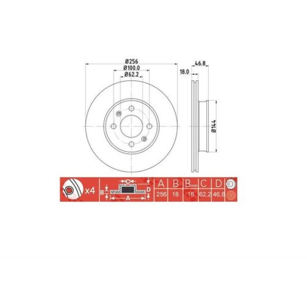 IOTO 30301 FREN AYNASI ON 256 MM. I20 1.2 16V 2008-> 