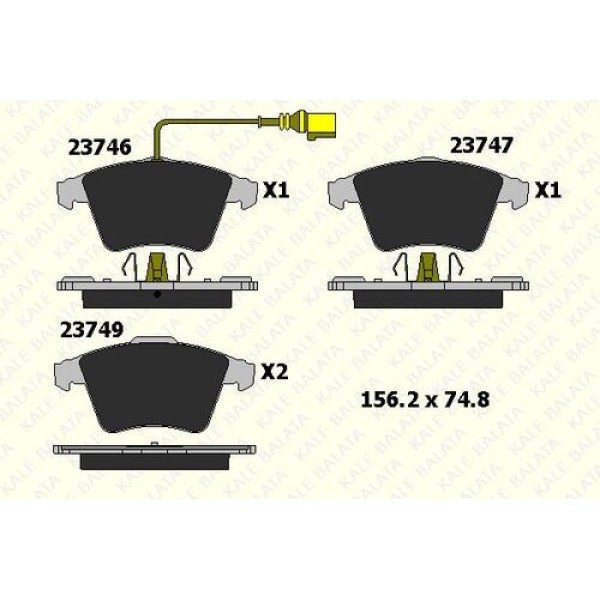 KALE BALATA 2374620105 ON BALATA VW T5 2.0 2.5TDI 03>16 WVA23746 