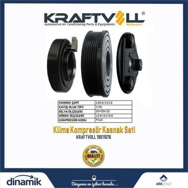 KRAFTVOLL 19011076 Klima Kompresör Kasnak Seti Ford Transit V184 01-06 7.Pk Set 12.V