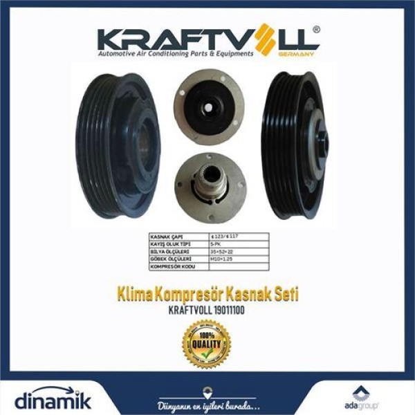 KRAFTVOLL 19011100 Klima Kompresör Kasnak Seti Hyundai Accent Blue Benzinli 5Pk 