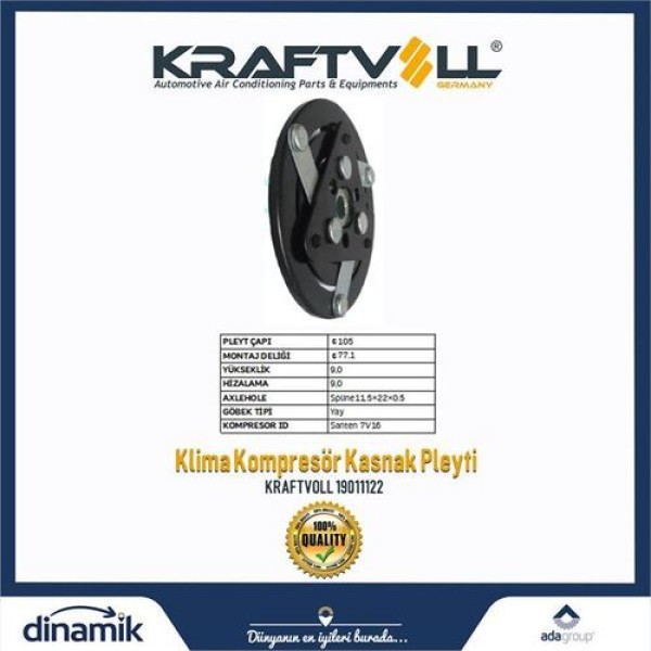 KRAFTVOLL 19011122 Klima Kompresör Gobegı 1.3 Citroen C4-C5