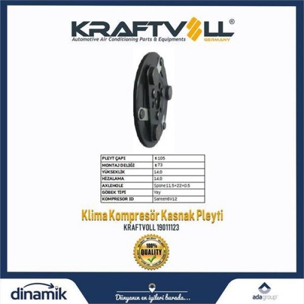 KRAFTVOLL 19011123 Klima Kompresör Gobegı Sanden 6V12 Hub.105
