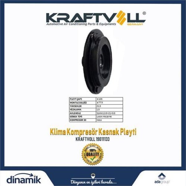 KRAFTVOLL 19011133 Klima Kompresör Gobegı Hyundai Hub:105 Hll-Rubber 