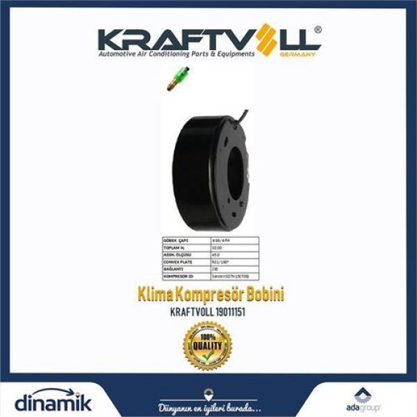 KRAFTVOLL 19011151 Klima Kompresör Bobini Sanden-7H15-(709)-12V 