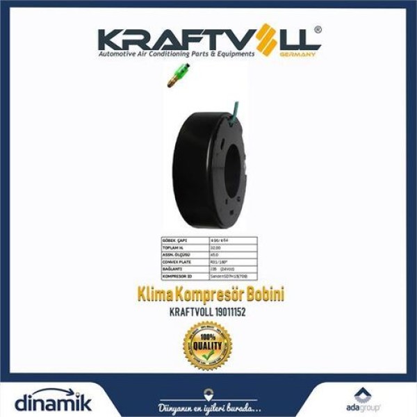 KRAFTVOLL 19011152 Klima Kompresör Bobini Sanden-7H15-(709)24V Iveco 