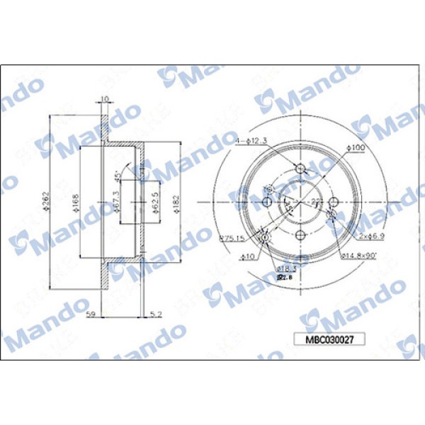 MANDO MBC030027 HYUNDAI I20 GETZ ARKA FREN DISKI 584111C800 