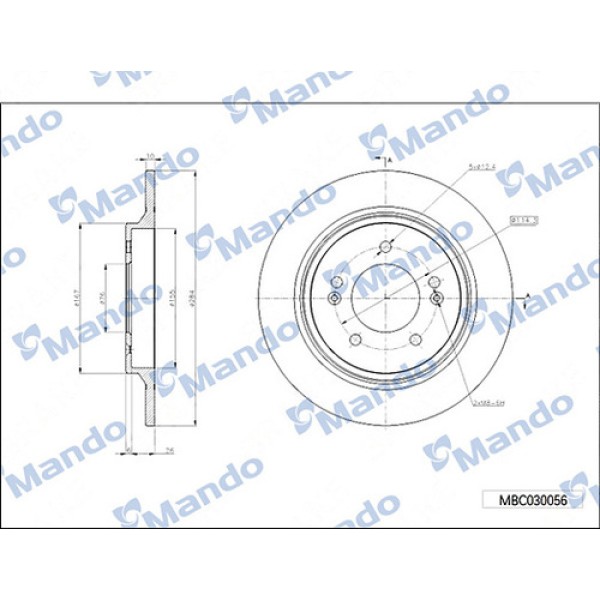 MANDO MBC030056 HYUNDAI KONA 17>SPORTAGE TUCSON 16>1.6 ARKA FREN DISKI 284 MM 